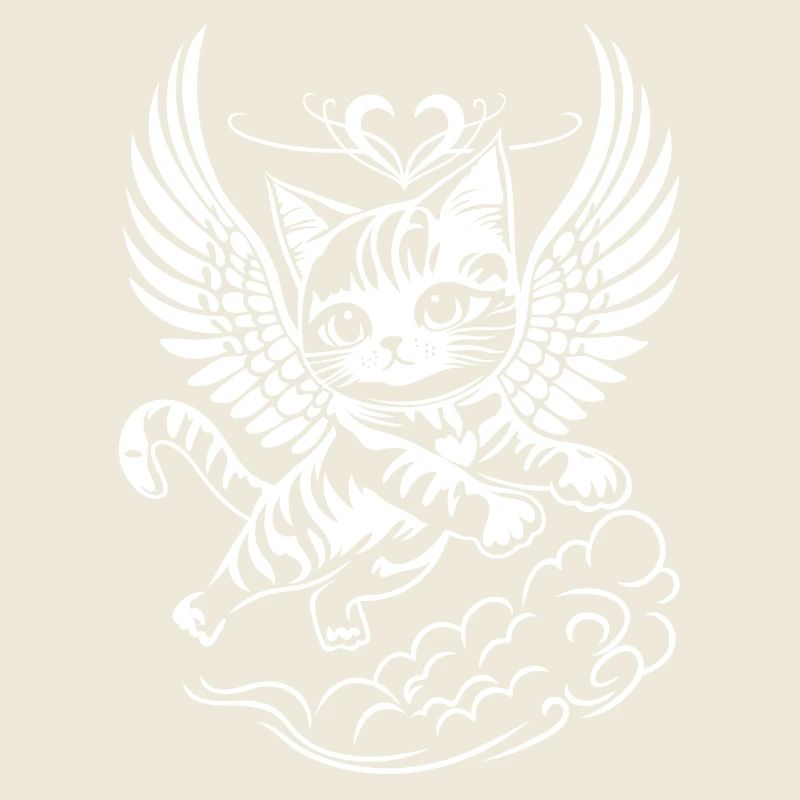White Angel Cat with Wings