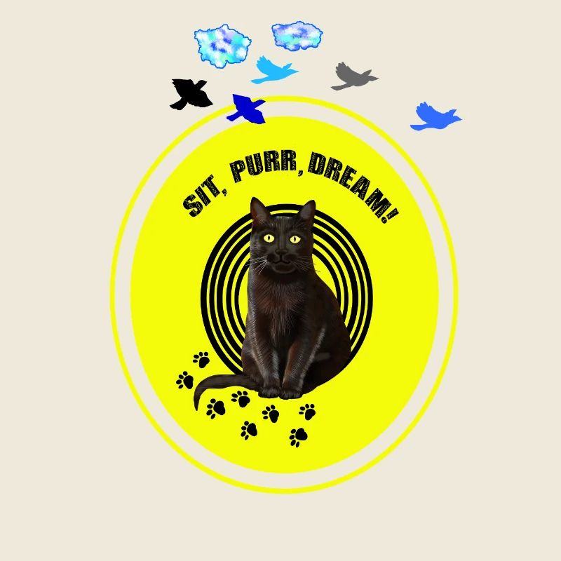 Chat noir rêveur avec une cyber Lemon Attitude