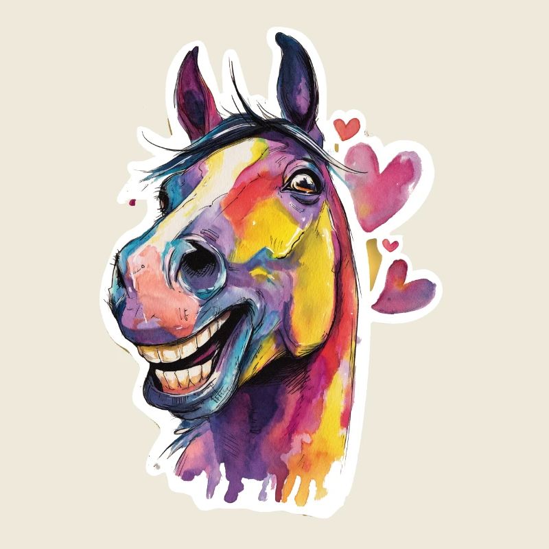 Cheval coloré en style aquarelle