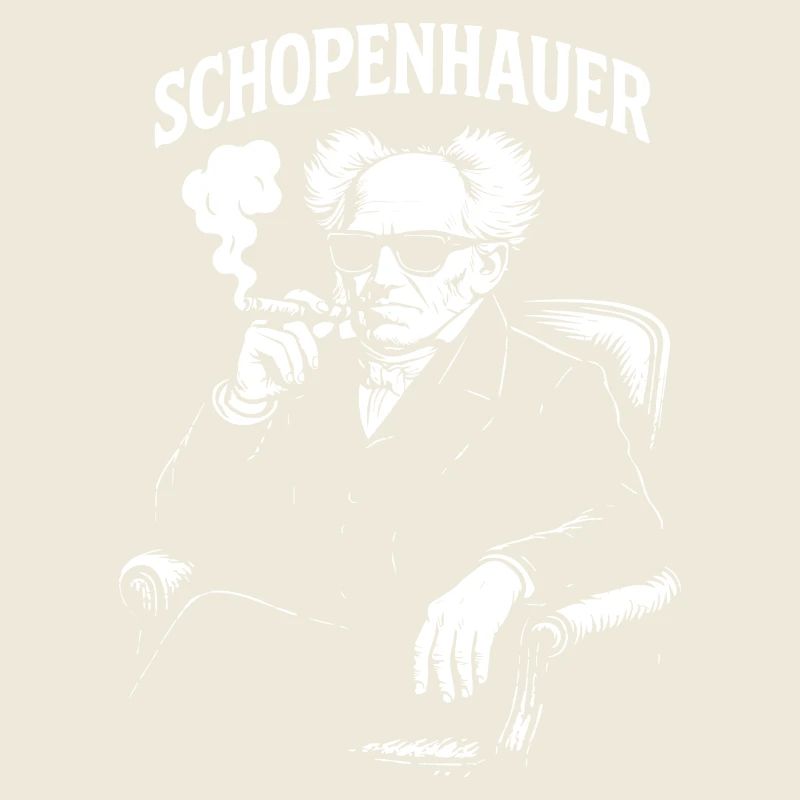 Portrait du philosophe de Schopenhauer fumant un cigare