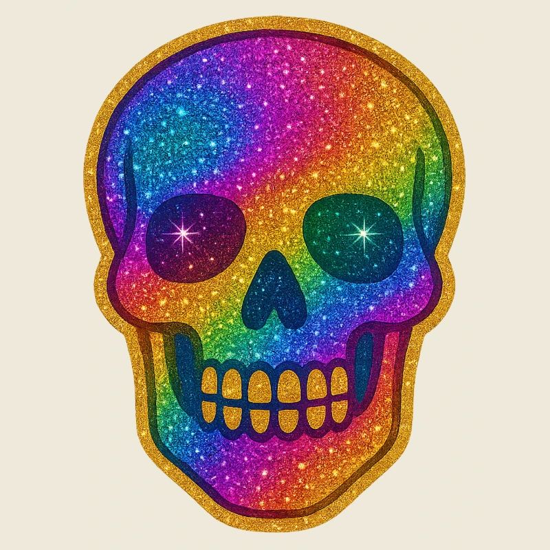 Regenbogen Glitzer Schädel