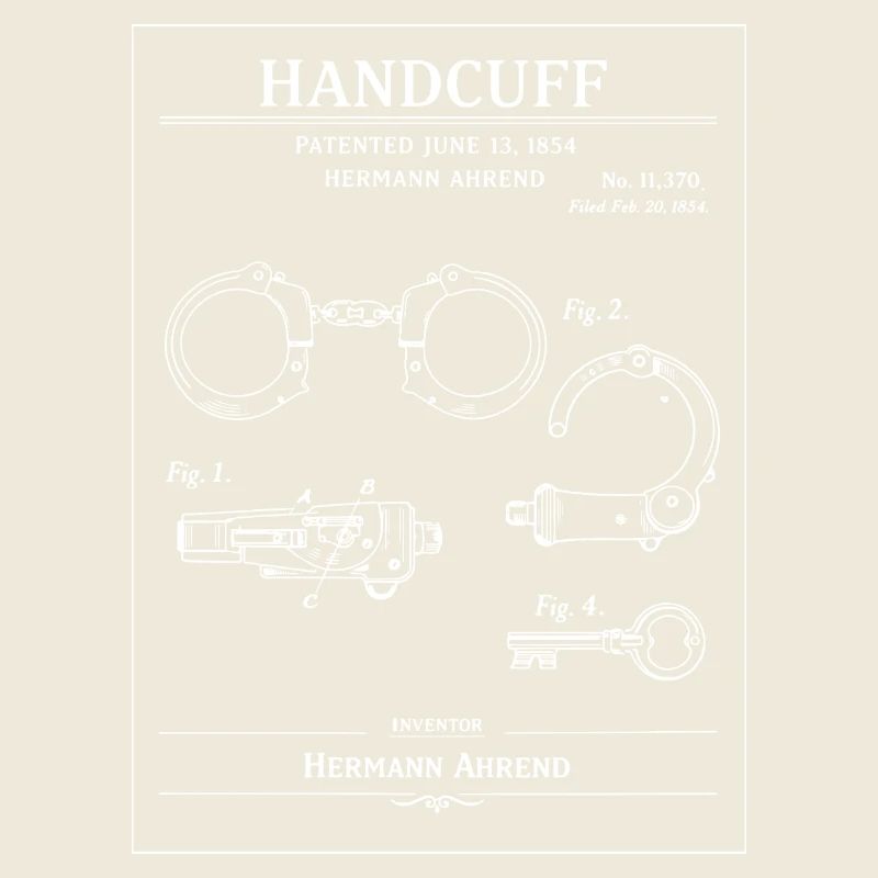 Vintage Handcuff Patent Blueprint