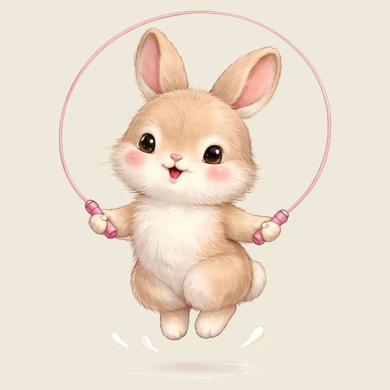Cute bunny jumping rope