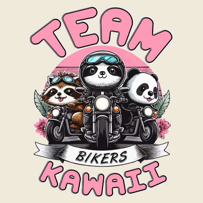 TEAM KAWAII BIKERS: PANDA, RACCOON, AND SLOTH