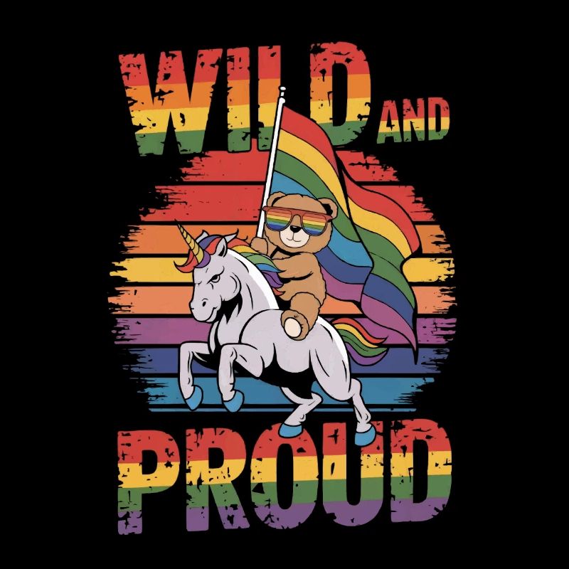 Teddybär reitet Einhorn LGBTQ Regenbogen Fahne