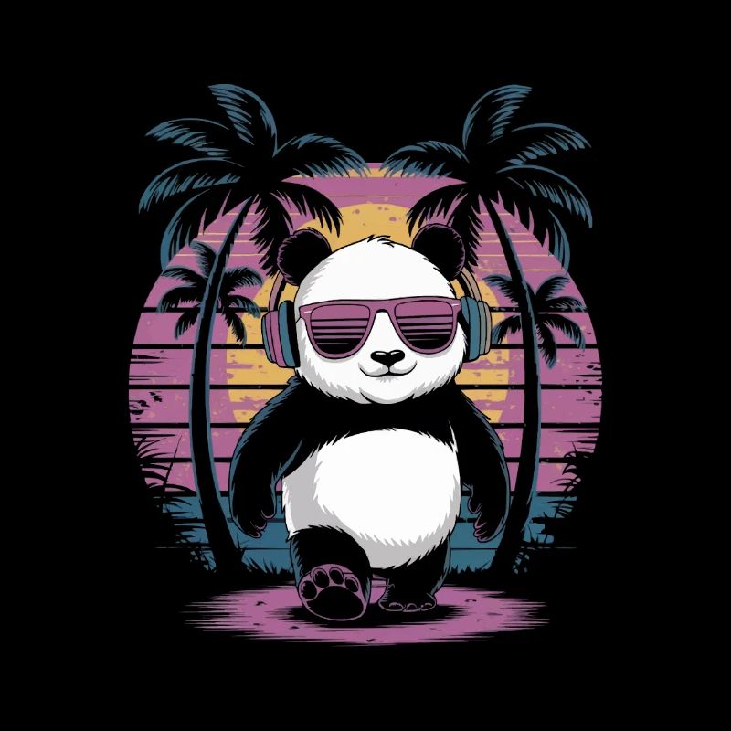 Panda mit Sonnenbrille und Kopfhörer