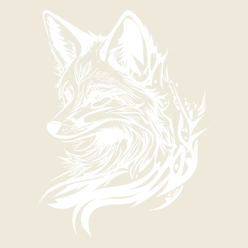 Elegant cute fox in tattoo ink