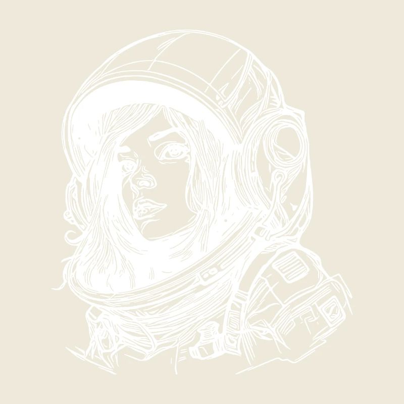 Hübsche Astronautin mit offenem Haar im Helm