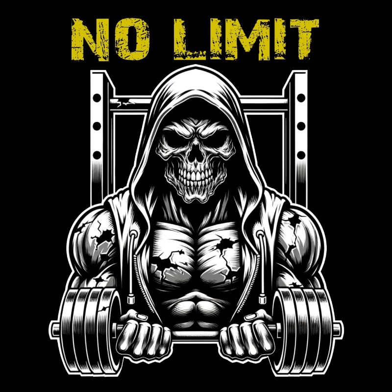 Crâne de musculation No Limit Workout avec haltère