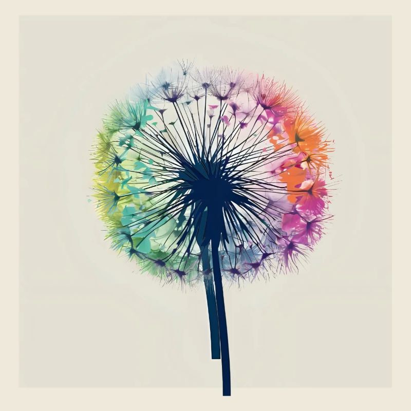 Bunter Pusteblumen-Aquarell