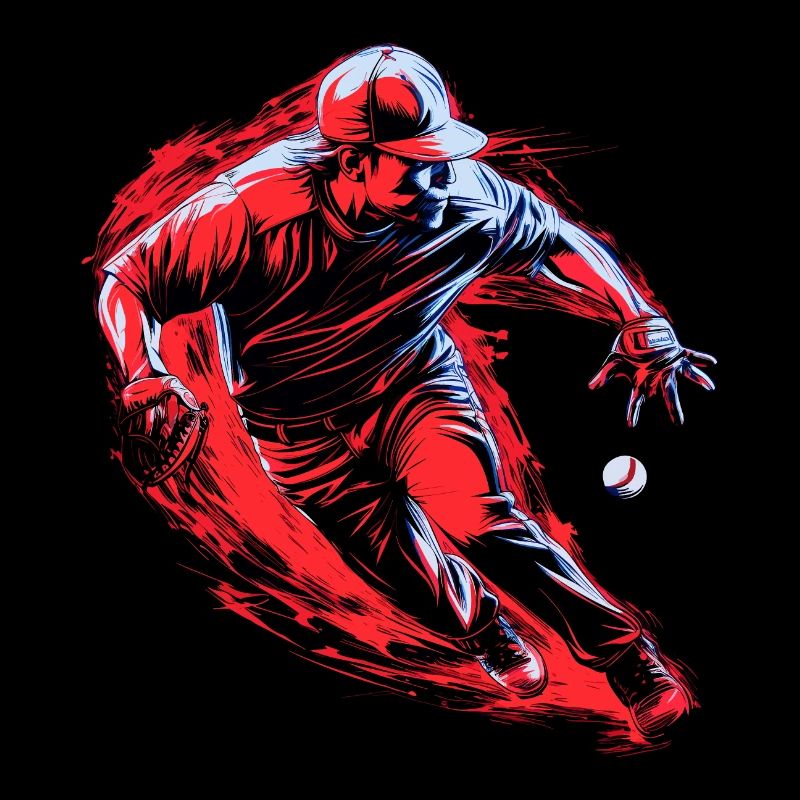 Baseball player red catcher in pop art