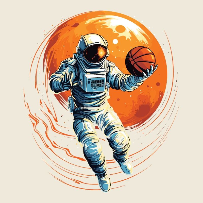 Astronaute basketteur dans l’espace, illustration de bande dessinée