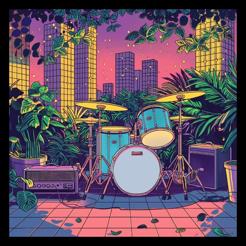 Plantes et musique - Impression de mode de haute qualité
