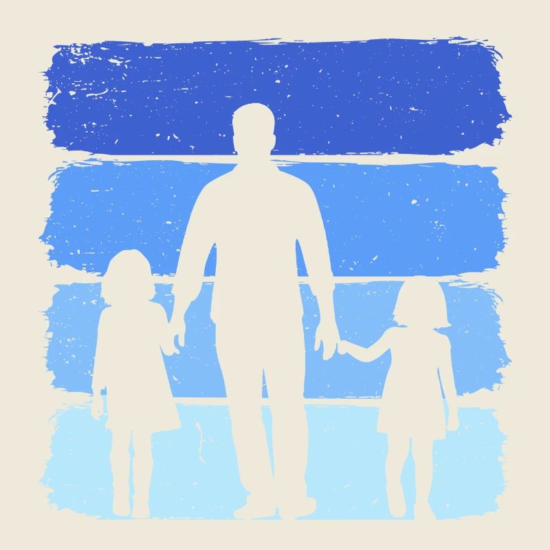 Vater und zwei Töchter Vintage Papa 2 Mädchen