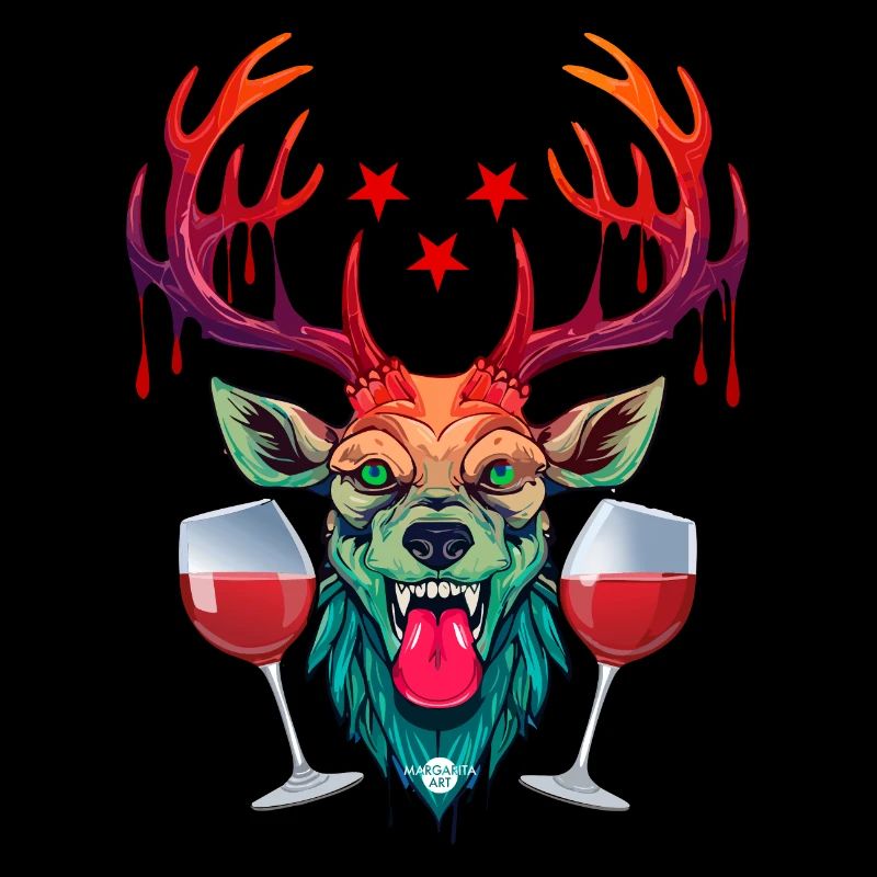 09 Party Hirsch zwei Glas Wein Rotwein Prost Star