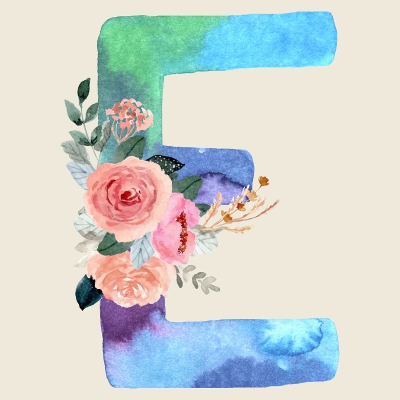 Lettre E watercolor