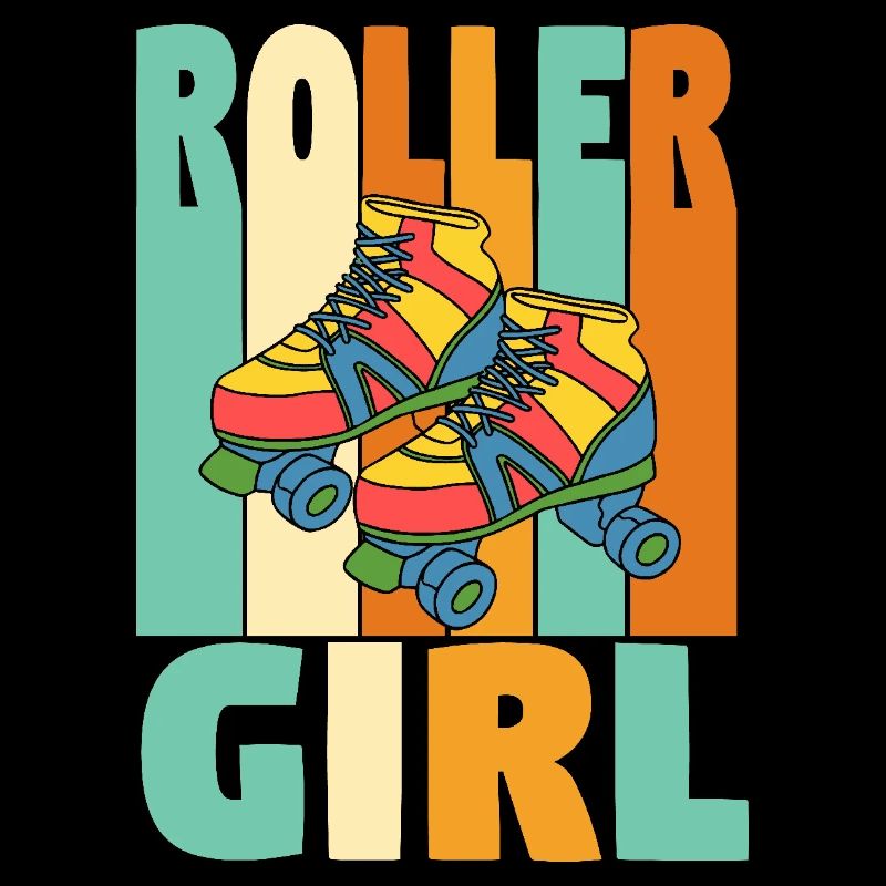 Fille à roulettes rétro