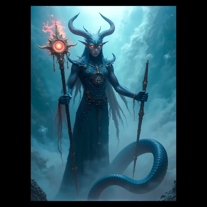 Veles, Slavic underworld god with serpent