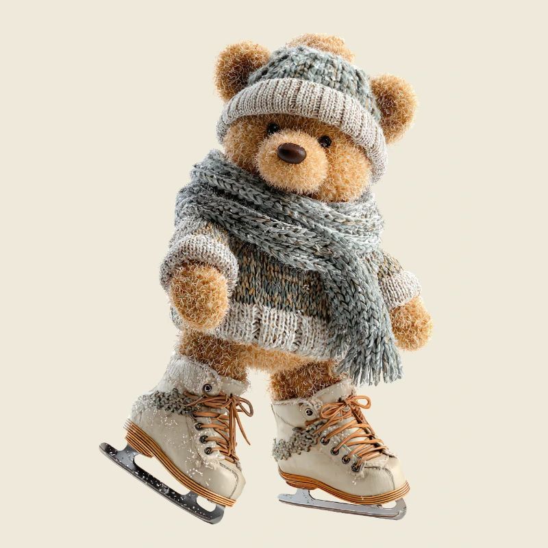 SchlittschuhlaufenderWinterbär Eiszauber mit Schal