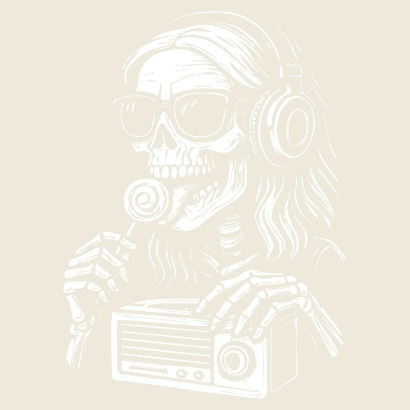 DJ-Schädel mit Kopfhörern