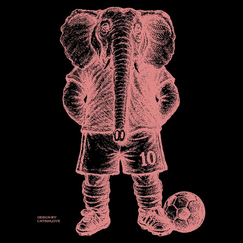 Éléphant avec ballon de foot pour des chemises colorées