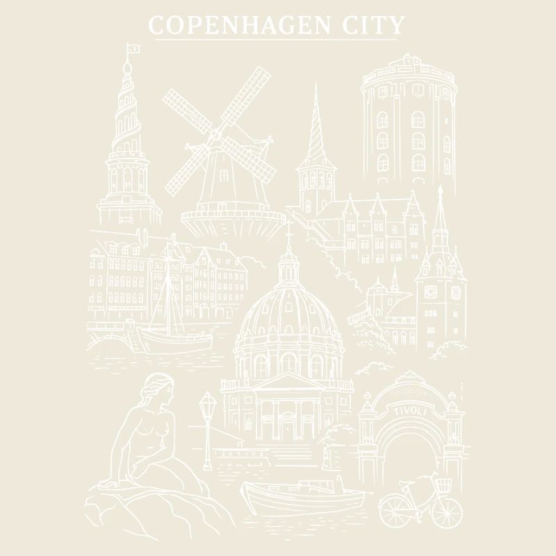 Skyline der Kopenhagener Stadt Illustration