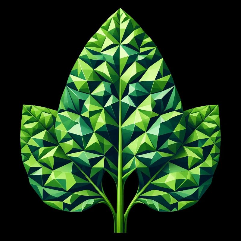 Geometric Spinach Splendor Green Leaf