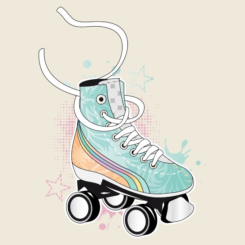 Rollschuh in Retro Farben mit Graffiti und Sterne