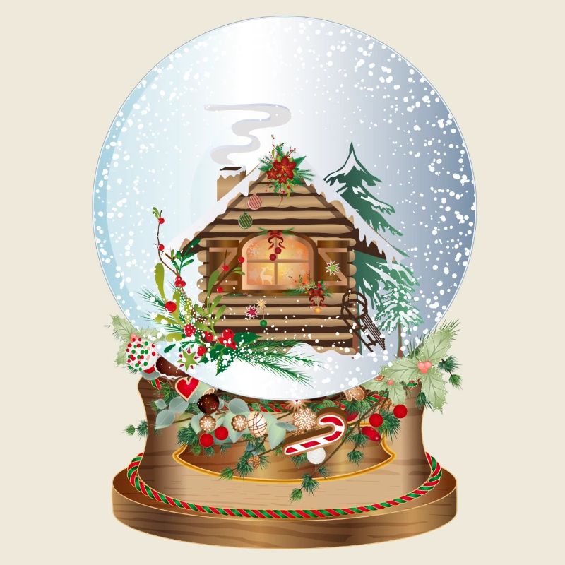 beautiful nostalgic snow globe with log cabin