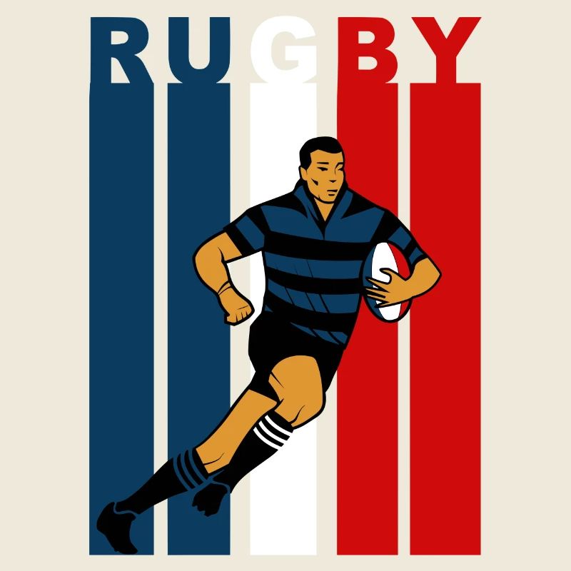 Rugby player on a tricolour background
