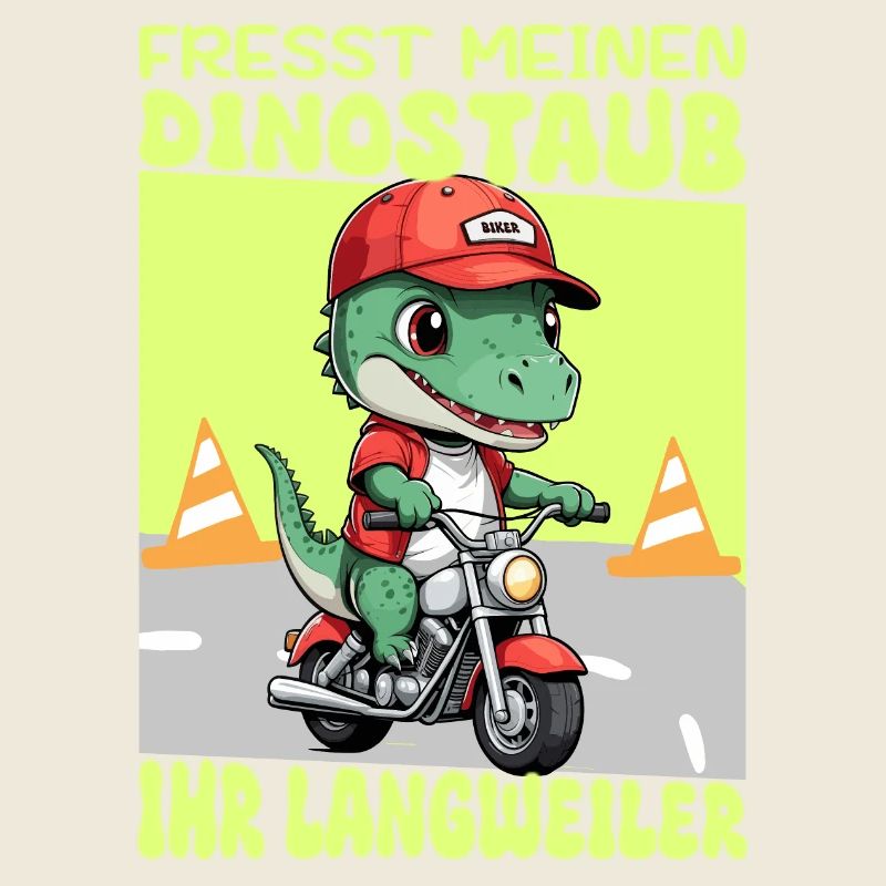 Dinosaurier auf Motorrad