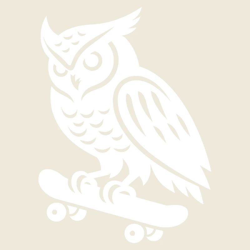 Schneeeule Skateboarder Skatersilhouette Minimalis
