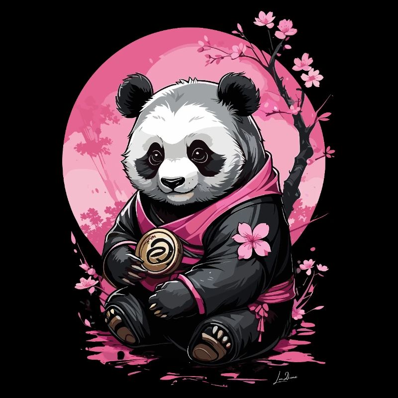 Panda rose en kimono floral