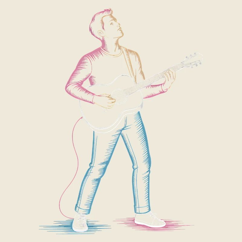 Gitarrist, Mann spielt Gitarre, Kunstdruck