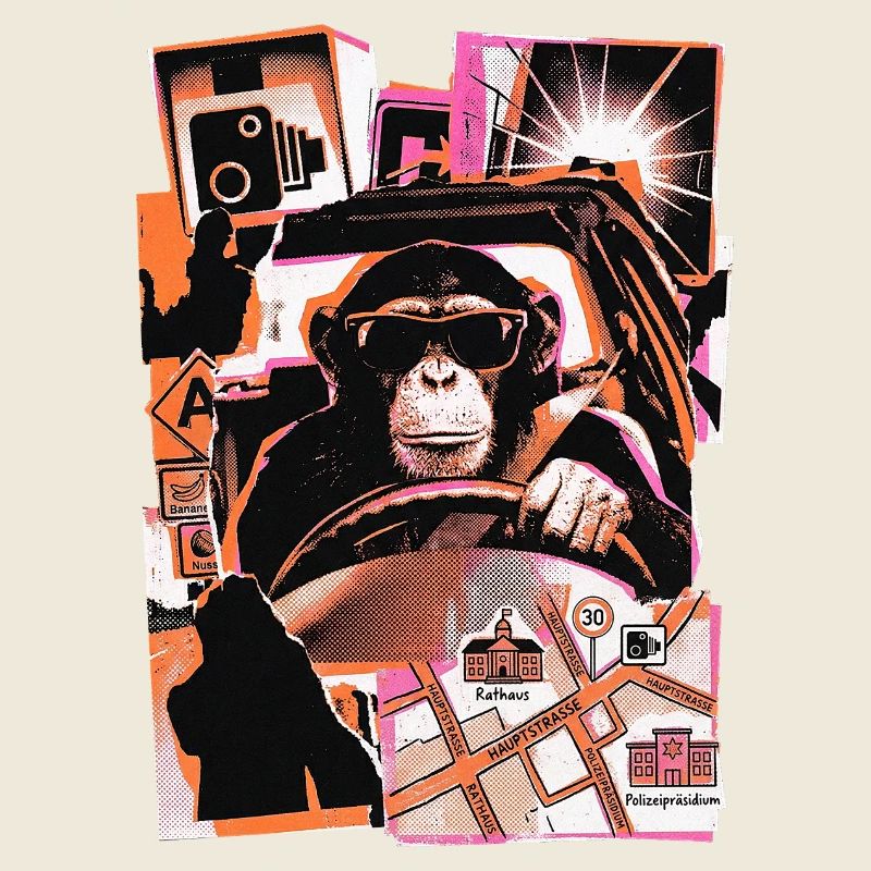 Affe Autofahrer Blitzer