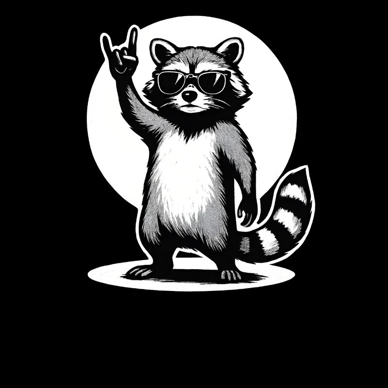 Rock Musik Waschbär Lustig Humor Geschenkidee
