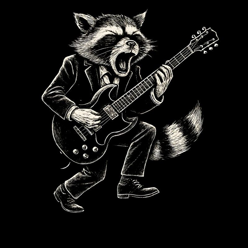 Rock Musik Waschbär Lustig Humor Geschenkidee