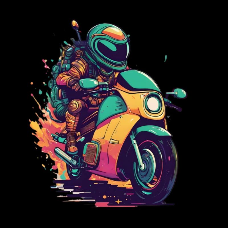 Cooler farbenfroher Motorrad Print