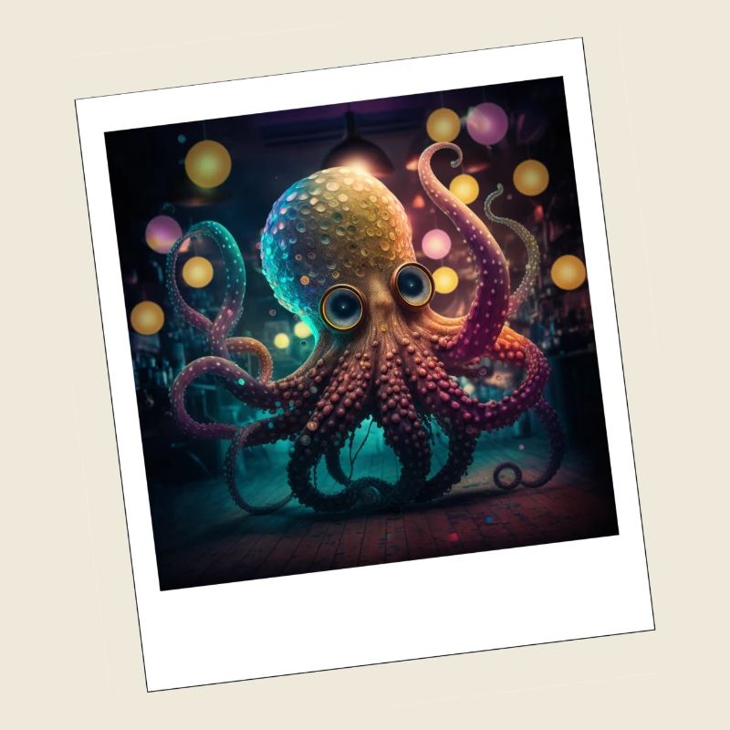 Pieuvre Pieuvre Dansant néon dans la nuit