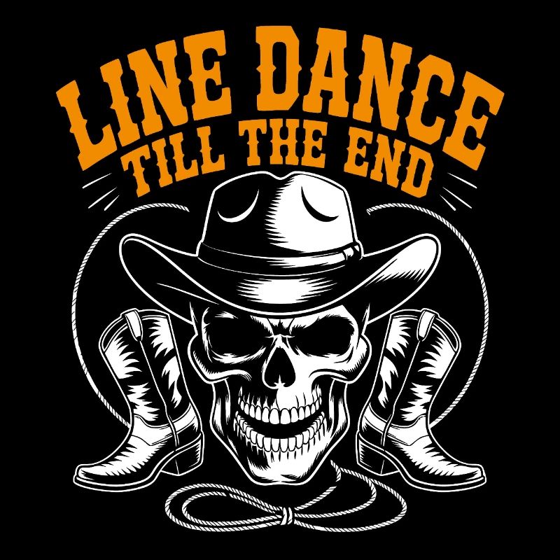 Line Dance Skull with Stetson and Boots and Lasso