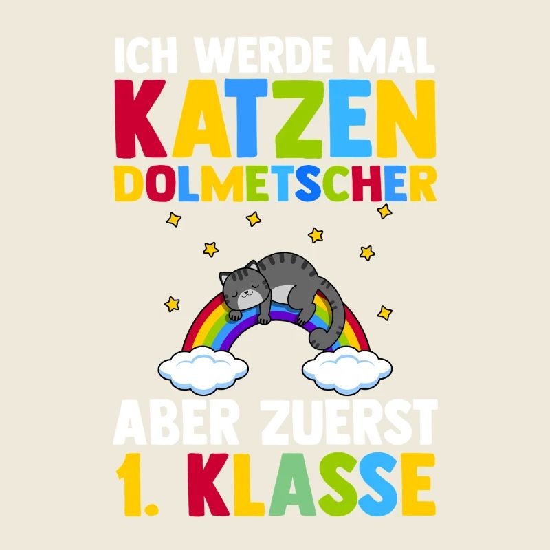 Katzen Erste Klasse Einschulung Schulkind