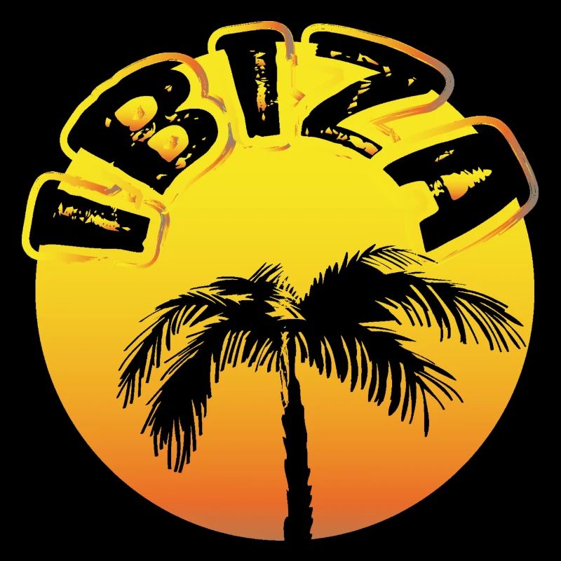 IBIZA Claim rund mit Palme