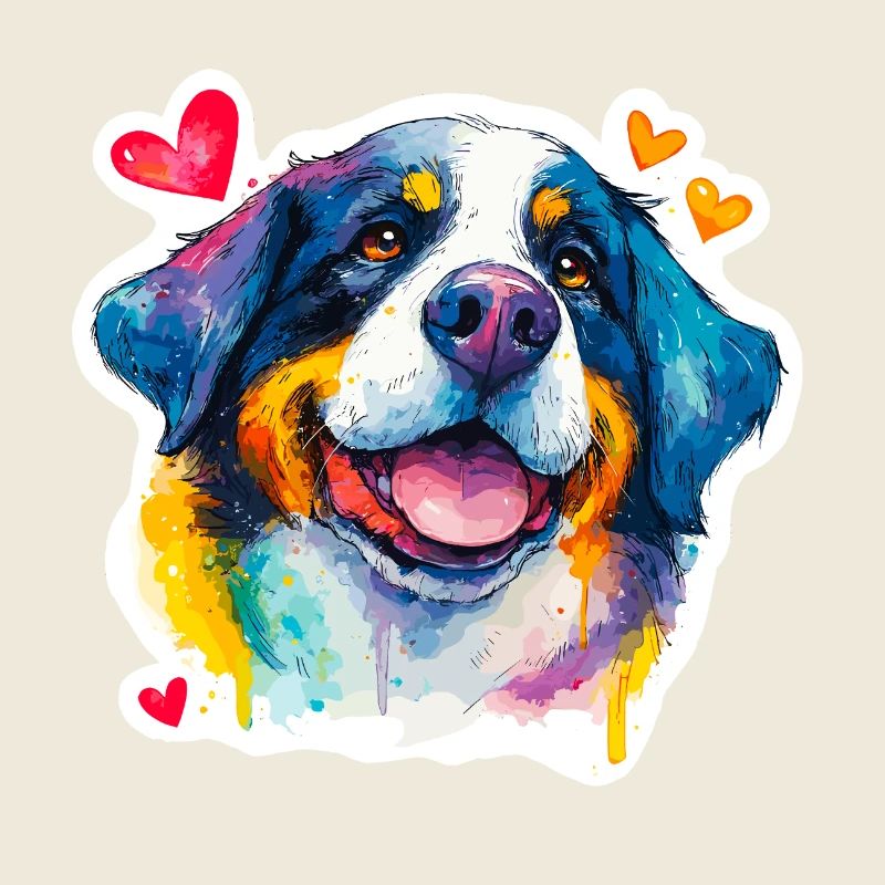 Bouvier bernois joyeux – style pop aquarelle
