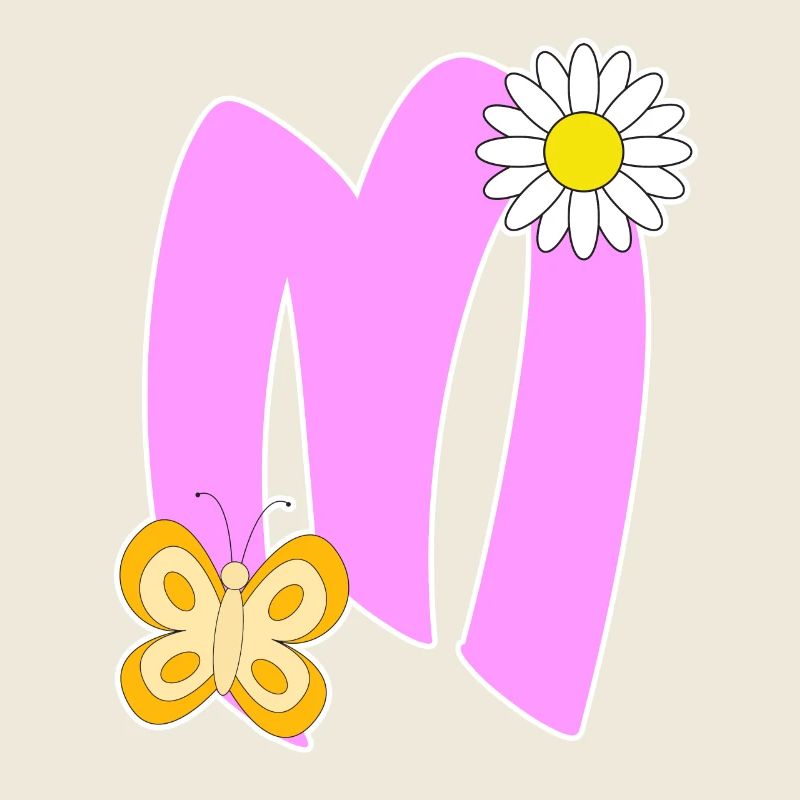 Buchstabe M mit Schmetterling