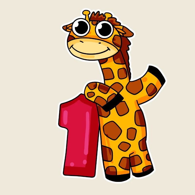 1 Jahr alt - Einschulung - Giraffe Motiv
