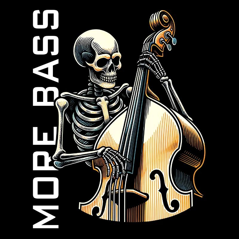 Skelett spielt Kontrabass