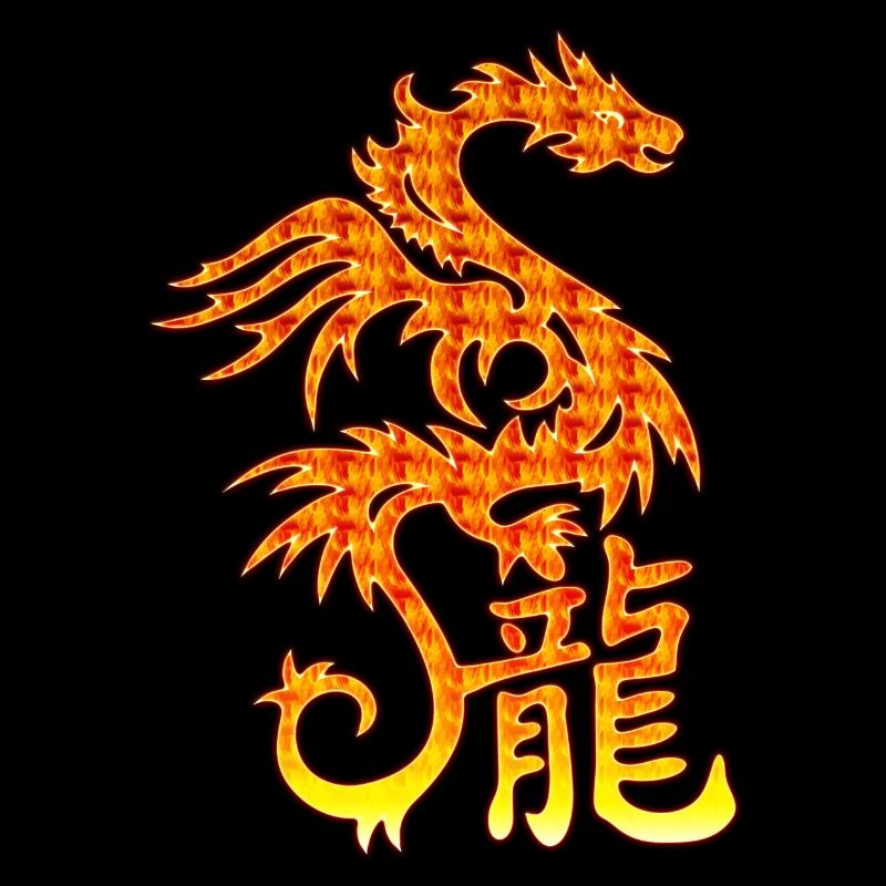 Dragon de Feu avec les caractères chinois