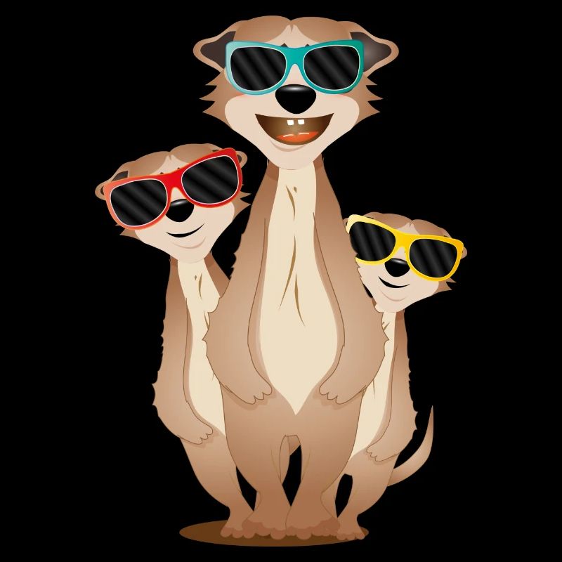 coole Erdmännchen Gruppe mit Sonnenbrillen