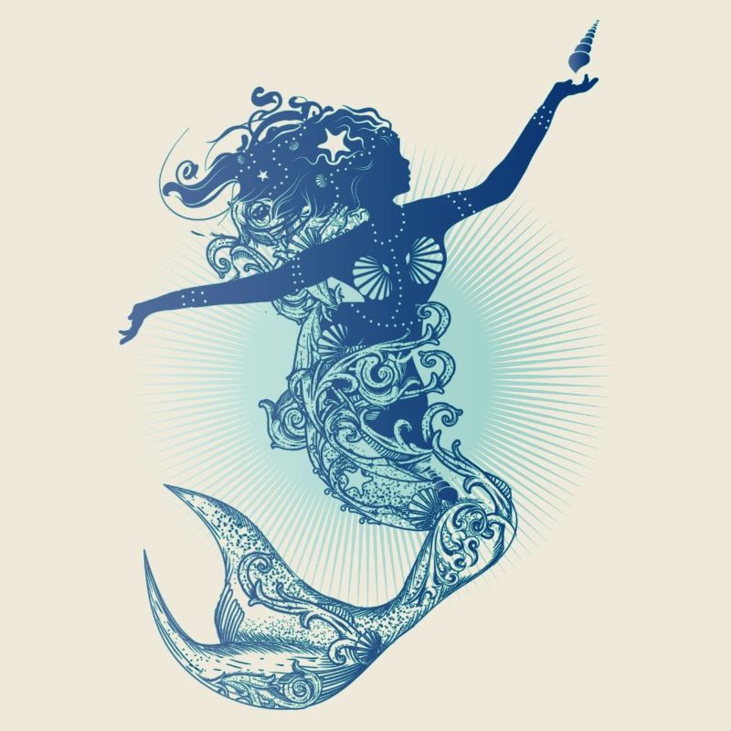 wunderschöne Meerjungfrau in kühlen Farben