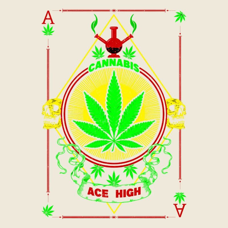 Lebendiges Cannabis- und Totenkopf-Emblem